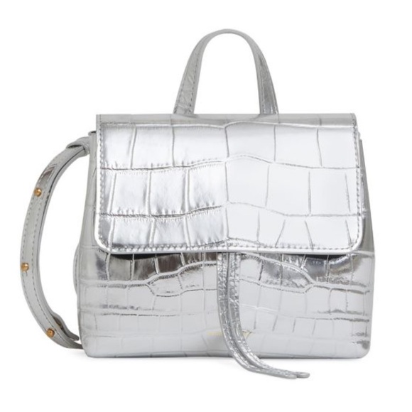NEW Mansur Gavriel Mini Soft Lady Metallic Bag Croc Embossed Leather Silver Gold - Picture 1 of 16
